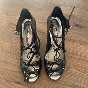 Sophia Webster glitter black bootie heel sandals 38.5